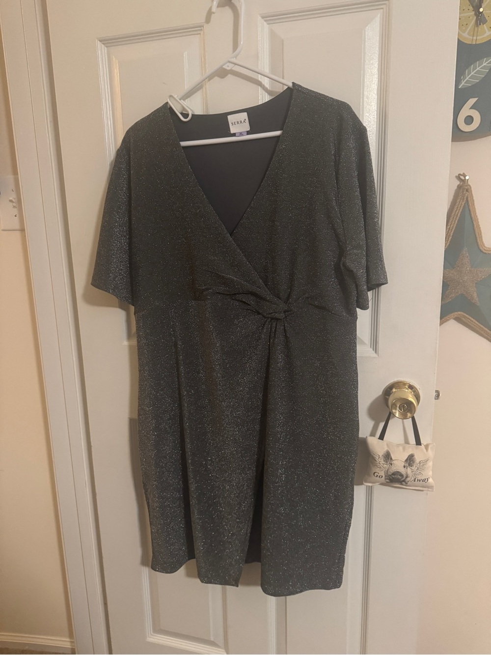 Serra Sparkle Knot-Front Midi Dress in black